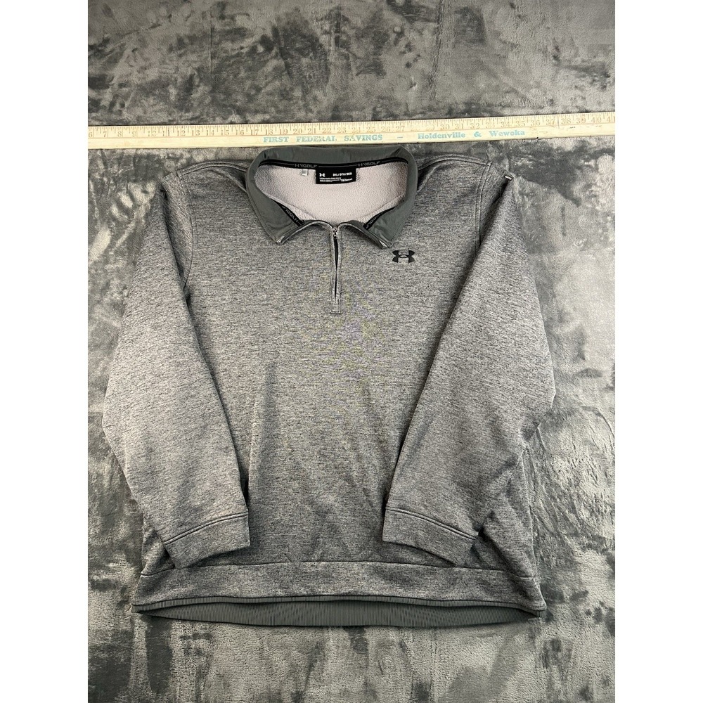 Under Armour ColdGear Golf Pullover Mens 3XL Gray 1/4 Zip Sweater Fleece Loose